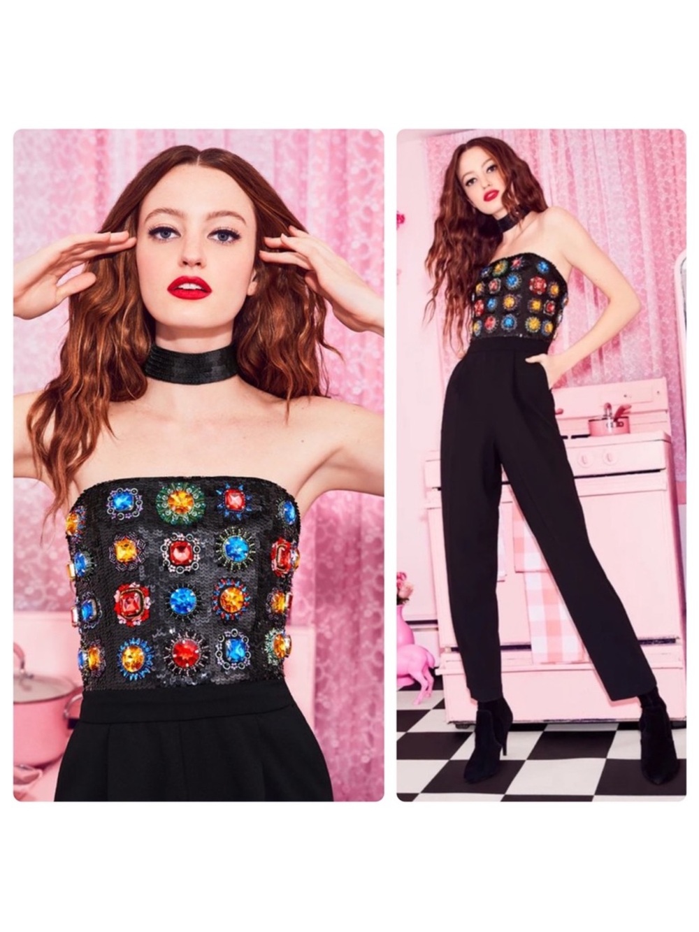 Alice Olivia Jeri embellished matching collar jumpsuit 12
